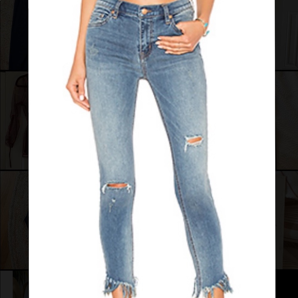 Free People Great Heights Frayed Skinny Jeans
